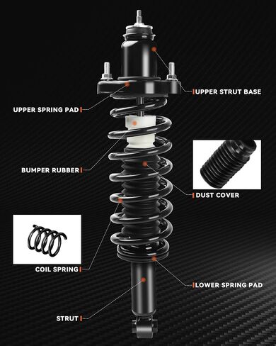 Rear Strut Assembly for 2007-2012 Caliber, Shock Absorber Rear with Coil Springs Replace 172401, Driver and Passenger Side, 2PCS in Kuwait