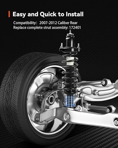Rear Strut Assembly for 2007-2012 Caliber, Shock Absorber Rear with Coil Springs Replace 172401, Driver and Passenger Side, 2PCS in Kuwait