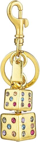 Cool Crystal Dice Keychain Sparkly Rhinestone Handbag Bag Pendant Keyring Accessories Purse Charm for Women Men (Gold) in Saudi Arabia