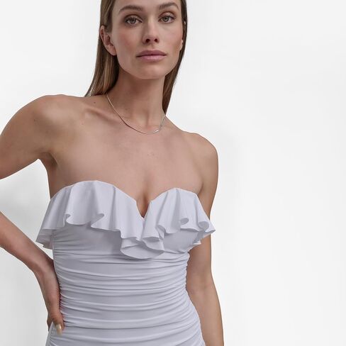بدلة سباحة نسائية من DKNY قطعة واحدة مكشكشة مع تحكم في البطن in Kuwait