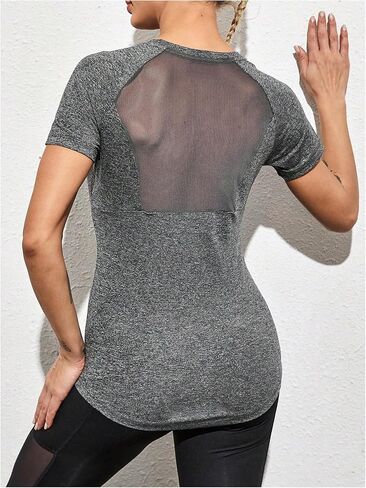OYOANGLE Women's Workout Top Raglan Short Sleeve Athletic Shirts Running Gym Mesh Yoga Tees in Saudi Arabia