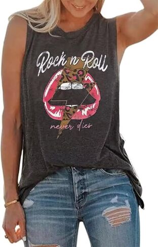 Rock n Roll Tank Top Women Vintage Country Music Shirts Vest Rock Concert Band Tees Summer Sleeveless Graphic Tops in Saudi Arabia