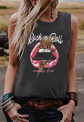 Rock n Roll Tank Top Women Vintage Country Music Shirts Vest Rock Concert Band Tees Summer Sleeveless Graphic Tops in Saudi Arabia
