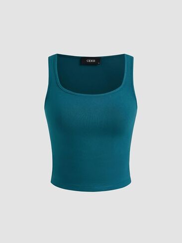 CIDER Square Neck Solid Crop Tank Top With Mid Rise Aztec Knotted Pocket Shorts in Saudi Arabia
