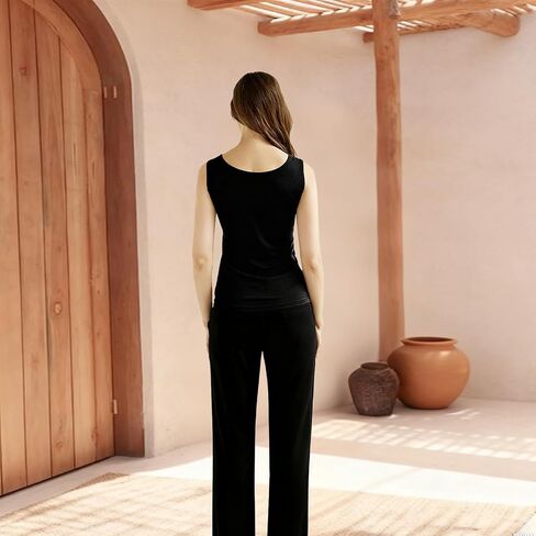 Silk Tank Tops for Women Basic Double Lined Knit Tank Top Round Neck Cute Summer Sleeveless Vest Compression Cami Tank in Kuwait