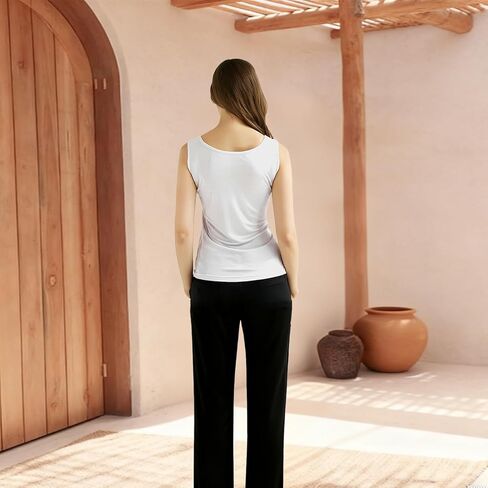 Silk Tank Tops for Women Basic Double Lined Knit Tank Top Round Neck Cute Summer Sleeveless Vest Compression Cami Tank in Kuwait