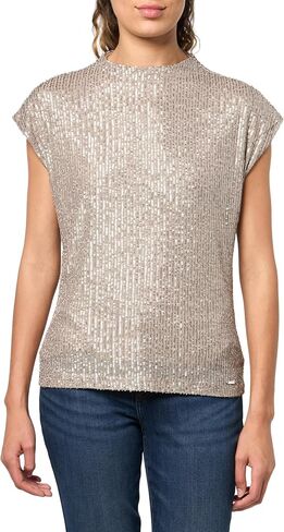 Calvin Klein Women's Short Sleeve Sequin Knit Top in Saudi Arabia