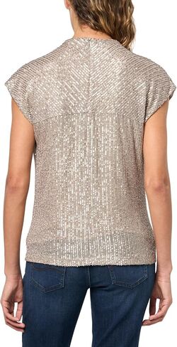 Calvin Klein Women's Short Sleeve Sequin Knit Top in Saudi Arabia