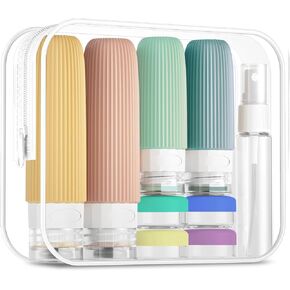 Travel Bottles For Toiletries,3oz TSA Approved Travel Size Containers,BPA Free Leak Proof Squeezable Silicone Travel Bottles,Travel Accessories For Shampoo Conditioner With Clear Toiletry Bag in Saudi Arabia