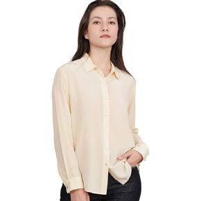 COLD POSH 100% Pure Silk Blouses for Women Long Sleeve: Women's Button-Down Elegant Shirts Lapel Luxurious Casual Blouse in Kuwait