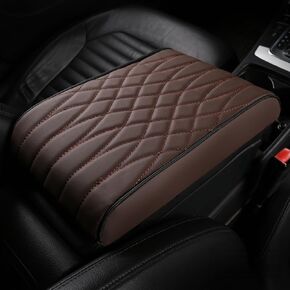 Leather Car Center Console Armrest Mat, for Audi Q5 SUV FY/80A 2017 2018 2019 2020 2021 2022 2023 2024 Car Armrest Box Pad Cover, Waterproof Seat Protector,Brown, normal in Saudi Arabia