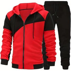 Men's Autumn Winter Zipper Hoodie & Fleece Jogger Set - Casual Sports Tracksuit for Men in Saudi Arabia