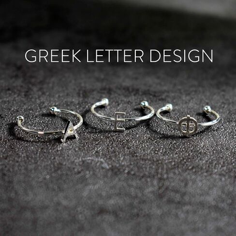 Sorority Shop Chi Omega Stacking Ring Set - Adjustable Rings with Silver Plating in Saudi Arabia