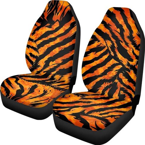 Tiger Stripes Print Car Front Seat Covers, Thin Breathable Easy to Install Automotive Bucket Seat Covers Fits Most Cars SUV Trucks, 2 Piece in Saudi Arabia