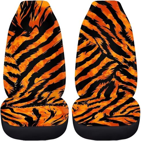 Tiger Stripes Print Car Front Seat Covers, Thin Breathable Easy to Install Automotive Bucket Seat Covers Fits Most Cars SUV Trucks, 2 Piece in Saudi Arabia