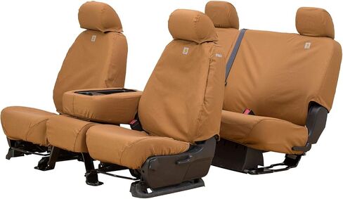 أغطية مقاعد مخصصة من Covercraft Carhartt SeatSaver | يناسب 2008-2010 فورد F-250/F-350 | مقعد طويل في الصف الأول مقاس 40/20/40، لون بني منسوج على شكل بطة in Saudi Arabia