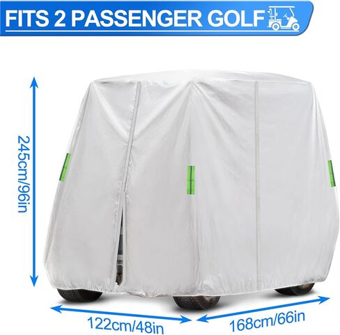Golf Cart Cover 2/4 Passenger, Universal Fits for Most Brand, Outdoor Waterproof UV Resistant Golf Cart Covers for EZGO, Club Car, Yamaha, Sunproof Dustproof in Kuwait