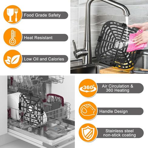 صينية بديلة للمقلاة الهوائية للوعاء الفوري دوامة 6 في 1 6 QT Gourmia GAF685 GAF735 6 QT مقلاة هوائية، ملحقات مقلاة الهواء الأصلية، أجزاء رف الأطباق المقرمشة، آمنة للاستخدام في غسالة الأطباق in Saudi Arabia