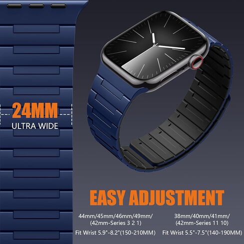 SNBLK Magnetic Watchband Compatible with Apple Watch for Men 44mm 45mm 46mm 49mm 42mm 41mm 40mm 38mm Women, Silicone Sport Strong Magnet Strap for iWatch Series 11 Ultra 3 Ultra 2 Se 10 9 8 7 6 5 4 1 in Kuwait