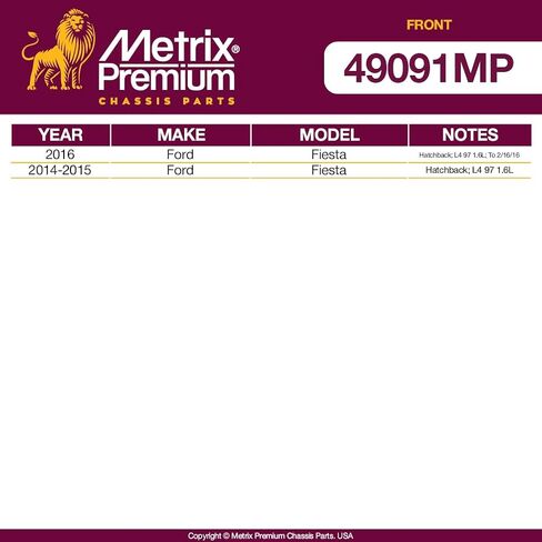 أجزاء الهيكل الفاخرة من Metrix - طقم جلبة قضيب التثبيت الأمامي يناسب 2016 Ford Fiesta To 2/16/16، 2014-2015 Ford Fiesta Turbocharged؛ هاتشباك. 1.6 لتر (1596 سم مكعب)، بديل BSK85449، صنع في أوروبا in Saudi Arabia