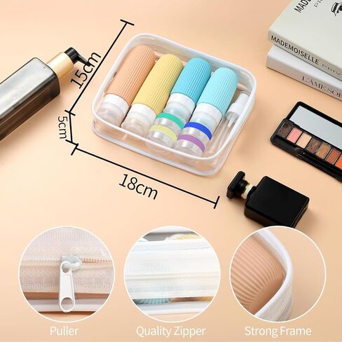 Travel Bottles For Toiletries,3oz TSA Approved Travel Size Containers,BPA Free Leak Proof Squeezable Silicone Travel Bottles,Travel Accessories For Shampoo Conditioner With Clear Toiletry Bag in Saudi Arabia