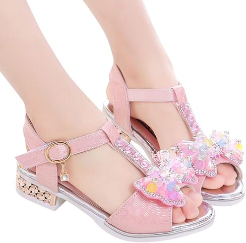 Children Shoes Diamond Butterfly Sandals Summer Fashion Thick Soles Open Toe Student Dance Princess Shoes in Saudi Arabia