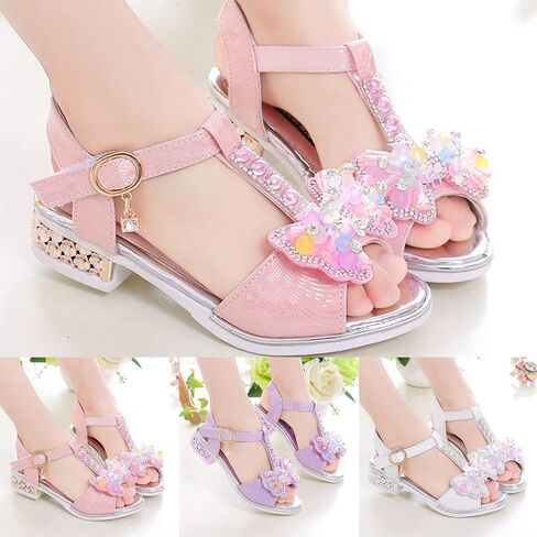 Children Shoes Diamond Butterfly Sandals Summer Fashion Thick Soles Open Toe Student Dance Princess Shoes in Saudi Arabia