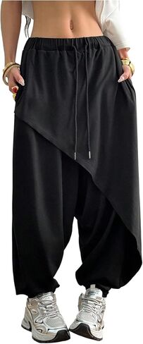 Women's Hippie Baggy Harem Pants Drawstring Waist Drop Crotch Trousers Asymmetrical Wrap Streetwear in Saudi Arabia