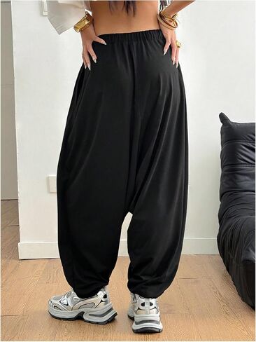 Women's Hippie Baggy Harem Pants Drawstring Waist Drop Crotch Trousers Asymmetrical Wrap Streetwear in Saudi Arabia