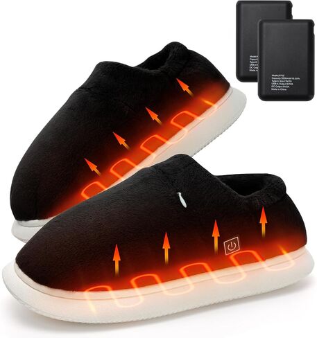 Biupky Heated Slippers Foot Warmer for Men Women, Electric Foot Warmer with 2pcs 5000mah Battery, Foot Heater House Slippers for Women Men Indoor and Outdoor，Smart Heated Shoes for Winter Warm in Saudi Arabia