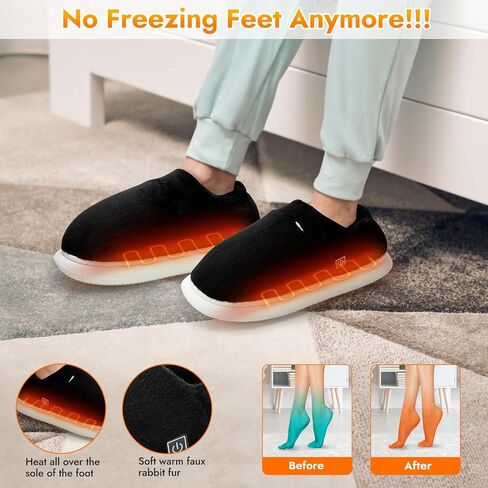 Biupky Heated Slippers Foot Warmer for Men Women, Electric Foot Warmer with 2pcs 5000mah Battery, Foot Heater House Slippers for Women Men Indoor and Outdoor，Smart Heated Shoes for Winter Warm in Saudi Arabia