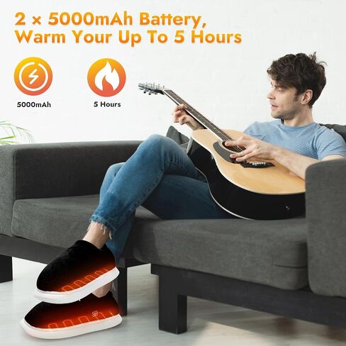 Biupky Heated Slippers Foot Warmer for Men Women, Electric Foot Warmer with 2pcs 5000mah Battery, Foot Heater House Slippers for Women Men Indoor and Outdoor，Smart Heated Shoes for Winter Warm in Saudi Arabia