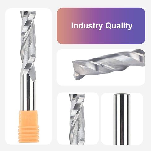 SpeTool 2PCS UP & Down Spiral Router Bits Sets with 1/2" Shank 1/2" Cutting Diamter Extra Long 4 Inch, Carbide CNC Compression Bits for Wood Carving Slots Mortises in Kuwait