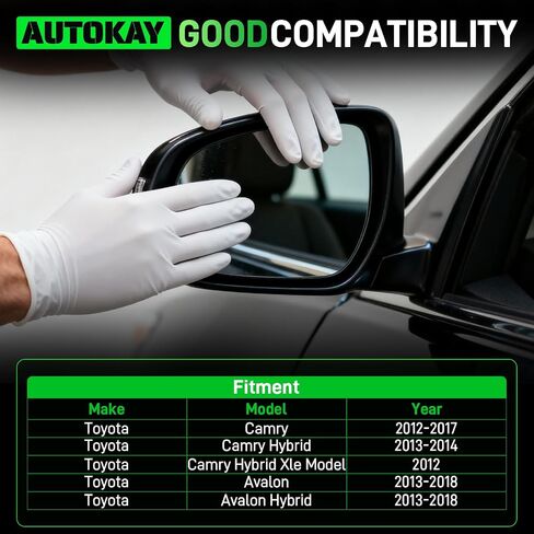 AUTOKAY Right Passenger Side Mirror Replacement Glass Fits for Toyota Camry 2012-2017, Avalon 2013-2018, Power Heated Passenger Side Mirror with Backing Plate, Right Side Exterior Glass in Saudi Arabia
