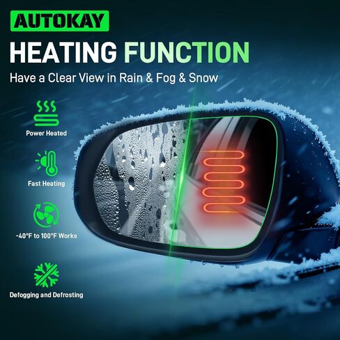 AUTOKAY Right Passenger Side Mirror Replacement Glass Fits for Toyota Camry 2012-2017, Avalon 2013-2018, Power Heated Passenger Side Mirror with Backing Plate, Right Side Exterior Glass in Saudi Arabia