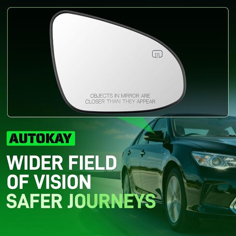 AUTOKAY Right Passenger Side Mirror Replacement Glass Fits for Toyota Camry 2012-2017, Avalon 2013-2018, Power Heated Passenger Side Mirror with Backing Plate, Right Side Exterior Glass in Saudi Arabia