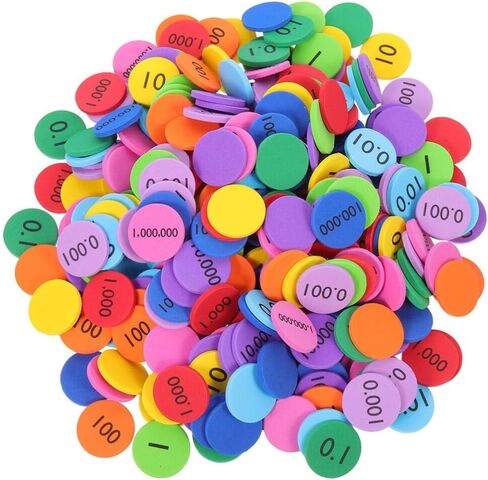 NUOBESTY 300pcs Place Value Disks 10 Values Decimals to Whole Numbers Counting Chips for Kids Base 10 Place Value Manipulatives Math Counters Discs Set for Elementary School Math Supplies in Saudi Arabia