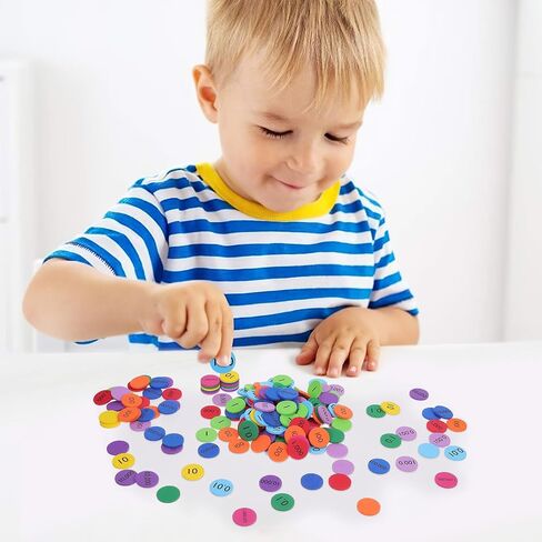 NUOBESTY 300pcs Place Value Disks 10 Values Decimals to Whole Numbers Counting Chips for Kids Base 10 Place Value Manipulatives Math Counters Discs Set for Elementary School Math Supplies in Saudi Arabia