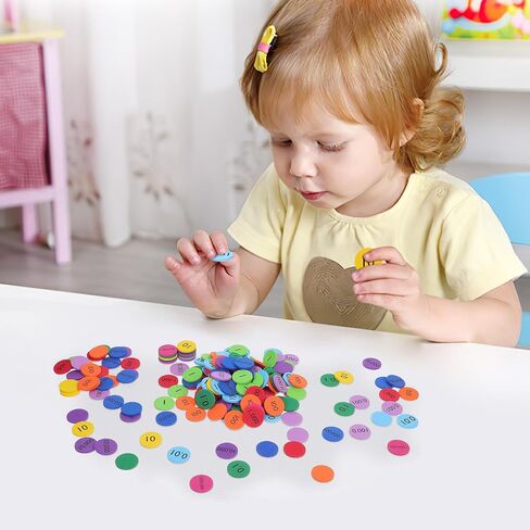 NUOBESTY 300pcs Place Value Disks 10 Values Decimals to Whole Numbers Counting Chips for Kids Base 10 Place Value Manipulatives Math Counters Discs Set for Elementary School Math Supplies in Saudi Arabia