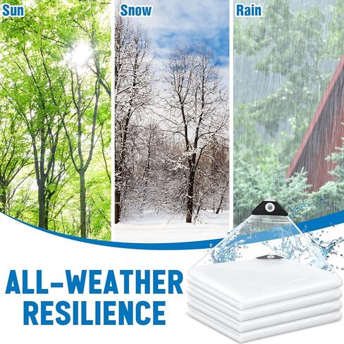 4 Pcs Transparent Tarp 6x8 ft Clear Waterproof Weatherproofing Tarp with Grommets Green House Cover 8mil Plant Cover Shed Cloth with Rope for Greenhouse Henhouse Porch (Classic Style) in Kuwait