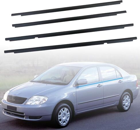 FZJDSD 4pcs Window Moulding Trim Weatherstrip Window Seal Belt Compatible with Toyota Corolla CE/LE/S/XRS Altis 4 Door 2003-2008 Replace 7573002180 7574002180 7571002200 7572002200 in Saudi Arabia