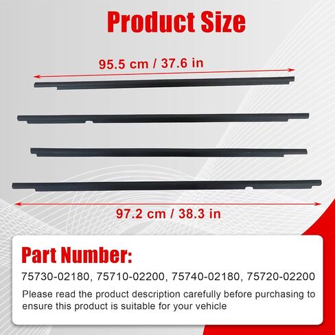 FZJDSD 4pcs Window Moulding Trim Weatherstrip Window Seal Belt Compatible with Toyota Corolla CE/LE/S/XRS Altis 4 Door 2003-2008 Replace 7573002180 7574002180 7571002200 7572002200 in Saudi Arabia