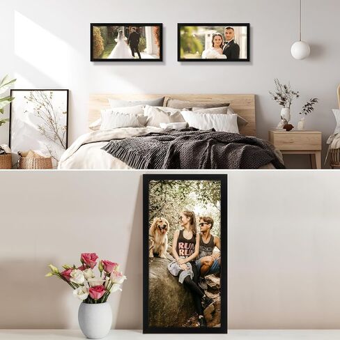 Golden State Art، إطار صورة أسود مقاس 12 × 24 - إطار خشبي صلب كلاسيكي مع زجاج حقيقي - عرض رأسي أو أفقي للتثبيت على الحائط للصور والفنون والملصقات in Kuwait