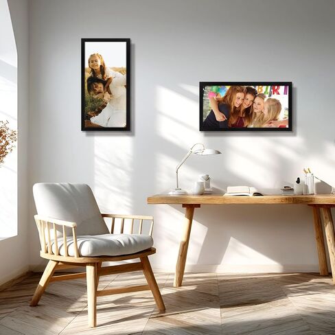 Golden State Art، إطار صورة أسود مقاس 12 × 24 - إطار خشبي صلب كلاسيكي مع زجاج حقيقي - عرض رأسي أو أفقي للتثبيت على الحائط للصور والفنون والملصقات in Kuwait