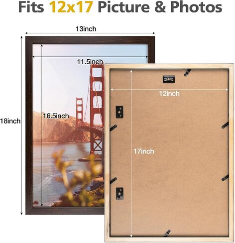 Golden State Art، إطار صورة أسود مقاس 12 × 24 - إطار خشبي صلب كلاسيكي مع زجاج حقيقي - عرض رأسي أو أفقي للتثبيت على الحائط للصور والفنون والملصقات in Kuwait