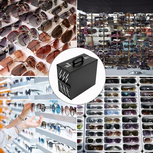 Sunglass Eyeglass Storage Box 48 Slots Glasses Display Drawer Fully Expanded Lockable Case Organizer Multi-function Case Suitcase in Saudi Arabia