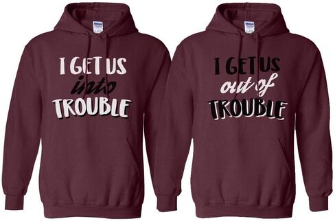 TeesAndTankYou Get Into Trouble Duo HT Matching BFF Hoodie Sweatshirt Unisex in Saudi Arabia