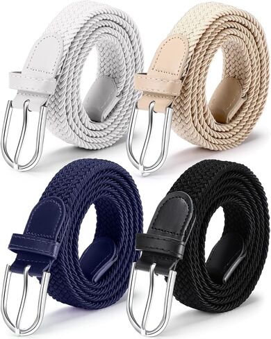 SATINIOR 4 Pack Women Braided Woven Belt Elastic Stretch Belt for Men Women Jeans Pants in Saudi Arabia