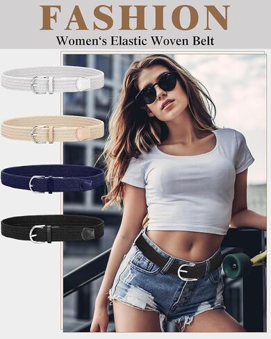 SATINIOR 4 Pack Women Braided Woven Belt Elastic Stretch Belt for Men Women Jeans Pants in Saudi Arabia