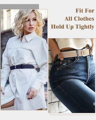 SATINIOR 4 Pack Women Braided Woven Belt Elastic Stretch Belt for Men Women Jeans Pants in Saudi Arabia